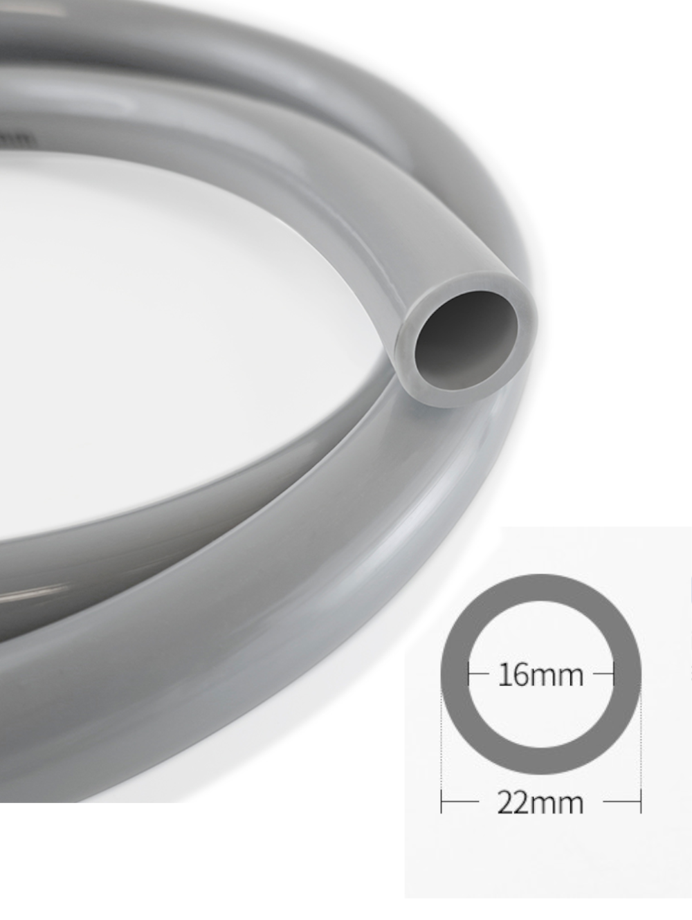 Mangueira PVC 16-22 mm cinza opaca