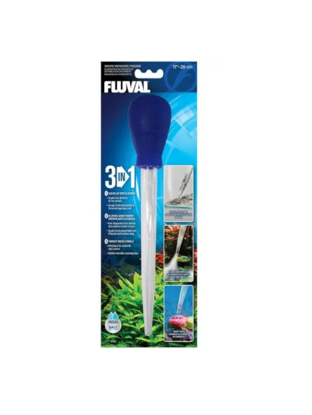 Pipeta Fluval 3 em 1 - Aspiração/Soprador/Alimentador